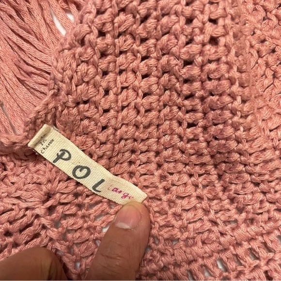 POL Crochet Fringe Crop Top Bralette – Boho Festival Tank, Dusty Rose Pink, Sz L - Picture 10 of 13